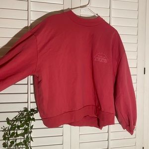 pink mock neck sweater